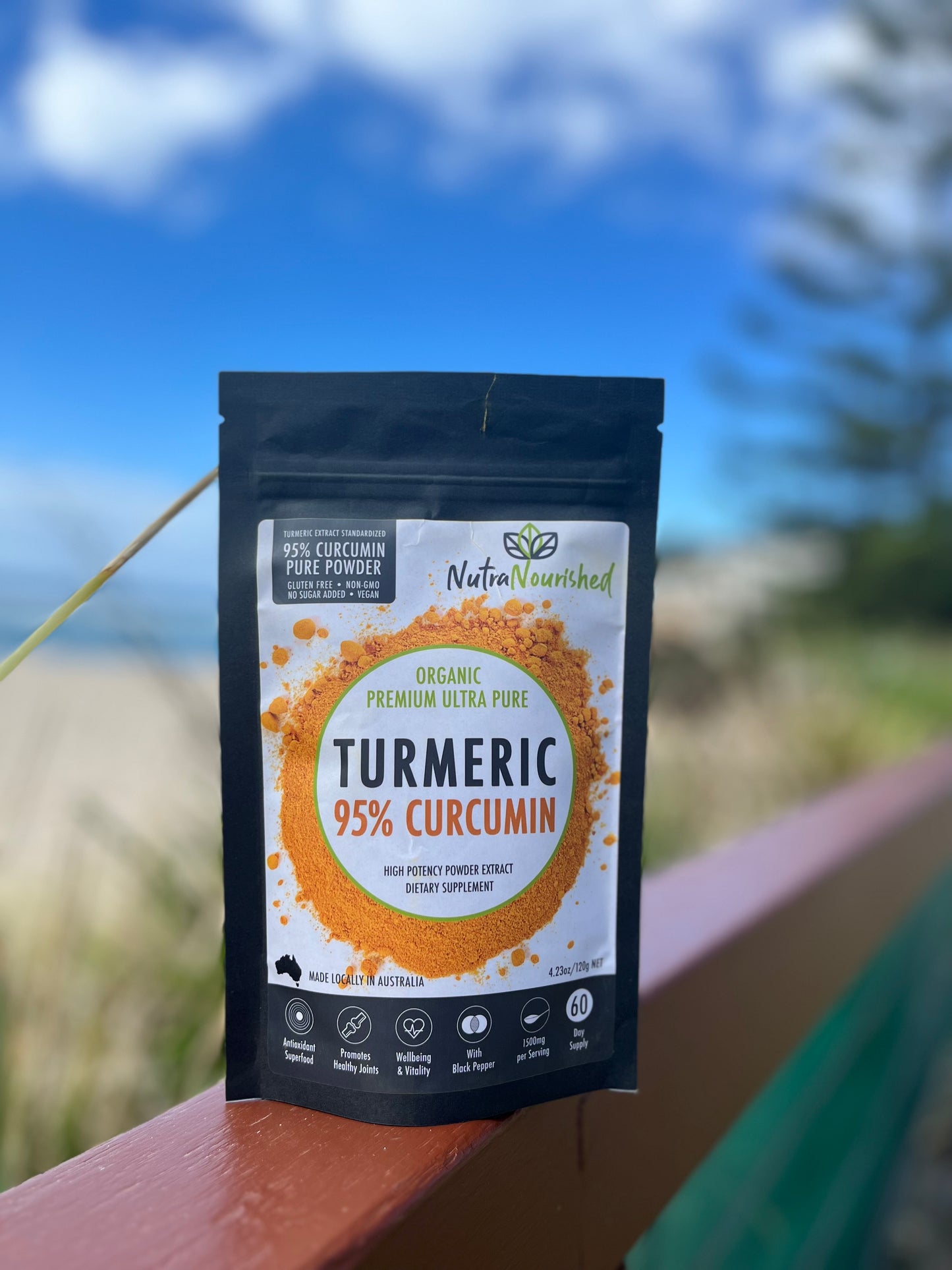 Dark Slate Gray Pure Organic 95% Curcumin Powder - 1500mg of Turmeric Extract Buffered with Black Pepper