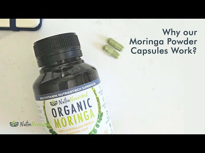 Moringa Leaf Capsules Organic - 100% Natural Grown - 13 vitamins & minerals - 60 Caps