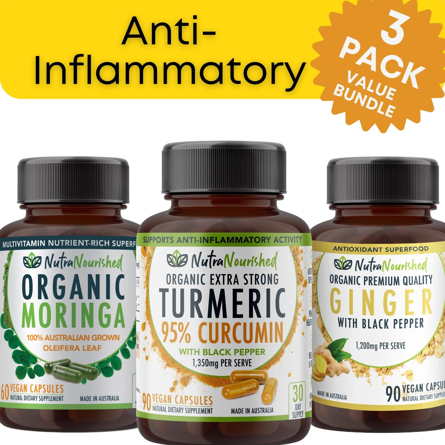 Dark Slate Gray VALUE BUNDLE: Curcumin, Moringa & Ginger Bundle