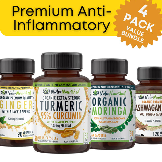 Dark Slate Gray PREMIUM BUNDLE: Curcumin, Moringa, Ashwagandha, Ginger Bundle