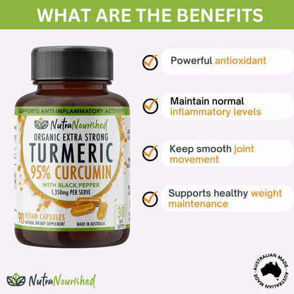 White Smoke VALUE BUNDLE: Organic Pure Curcumin Tablets - 95% Pure Organic Vegan - 2 x 90 Turmeric Extract Buffered Capsules with Black Pepper (1,350mg)